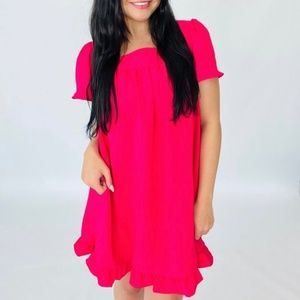 Gee Gee NWT SZ Small Hot Pink Babydoll Mini Dress